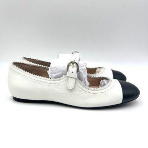 Bloch Womens Cassiopeia Black White Leather Mary Jane Ballet Flat Shoes 37.5 7.5